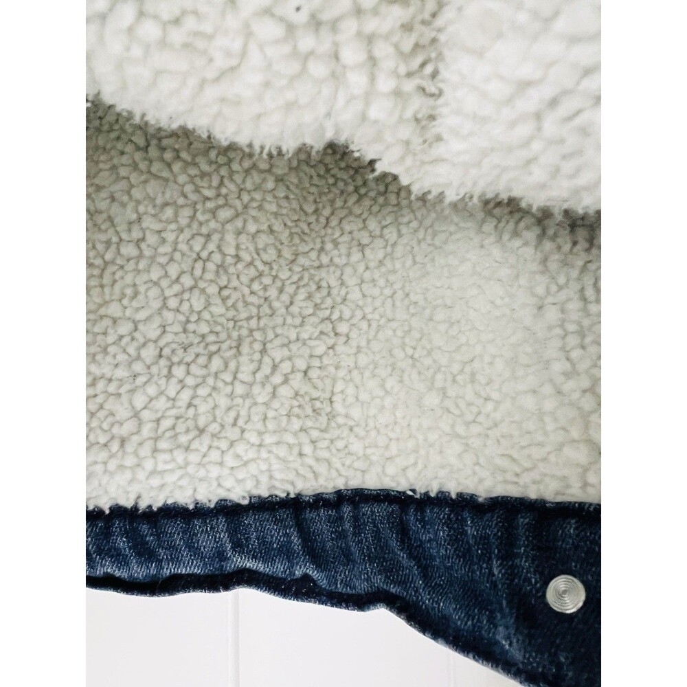 JouJou Blue Denim Fleece Lined Cropped Jean Jacket Y2K Size Medium - Picture 6 of 9